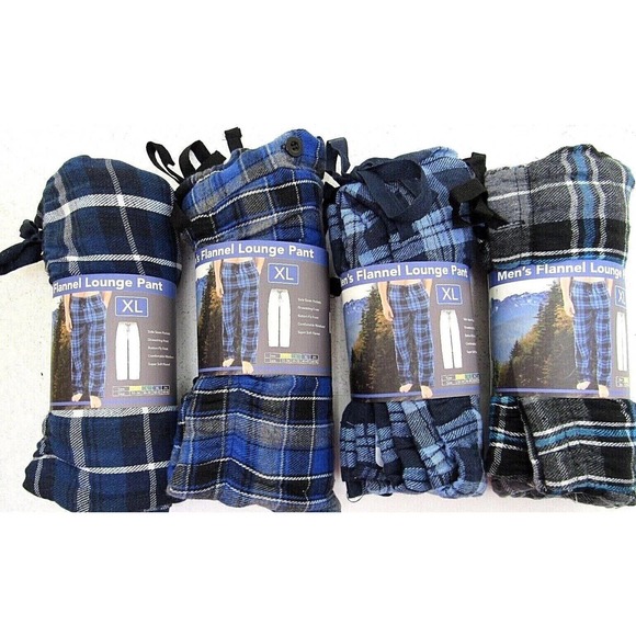 Men's Rugged Frontier Blue Blue Black Flannel Lounge Pajama Pants Size M-2XL NEW - Picture 2 of 3